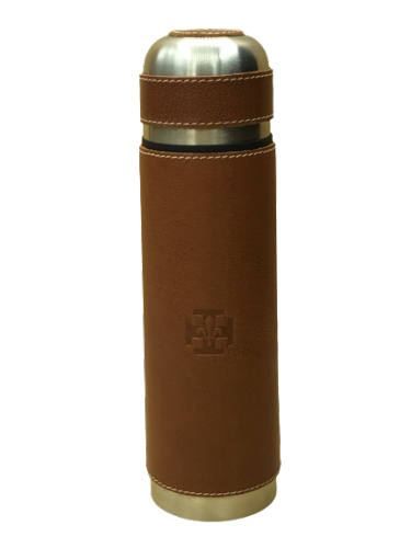 Thermos 0.7 L inox revêtement cuir logo SUF