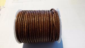 Lacet cuir rond 3 mm - 1m Cuir Brun