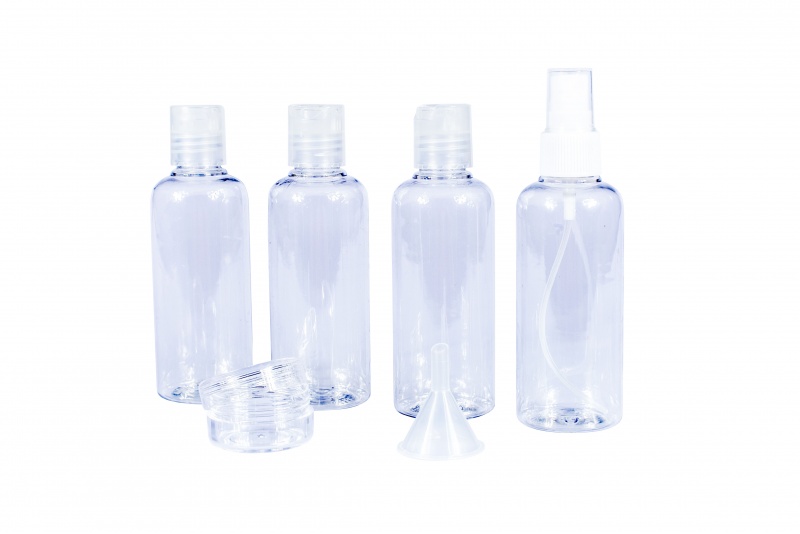 Kit voyage lots flacons plastique