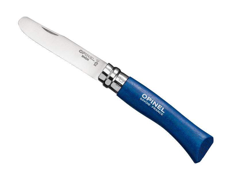 Opinel inox n°07 à bout rond - couleur Bleu